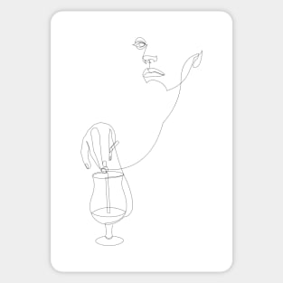 cocktail woman - one line art - thirsty thursday Sticker